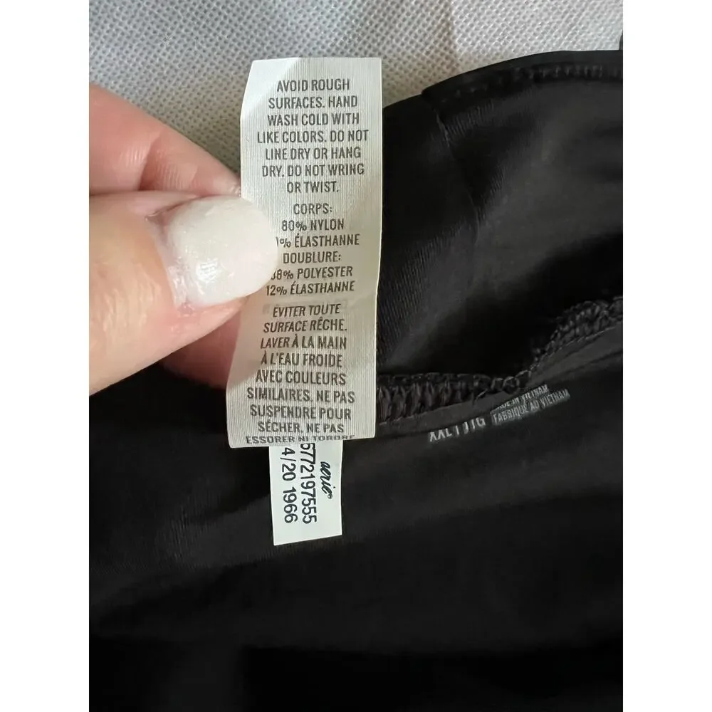 NWOT Aerie Women's Full Coverage Bikini Swim Bottom True Black Size XXL